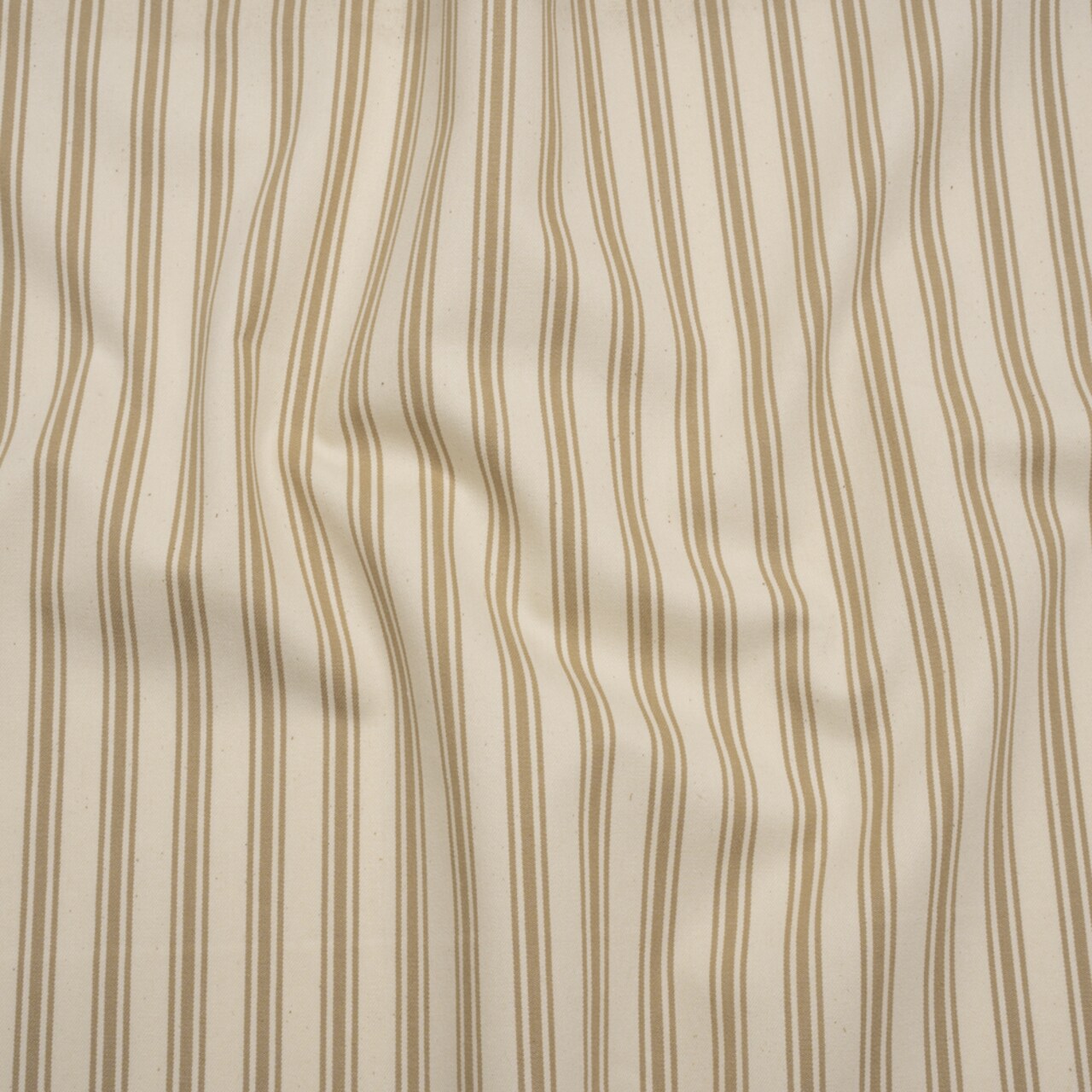1 Yard Cotton Twill Fabric Beige and Ivory Ticking Stripes Deadstock